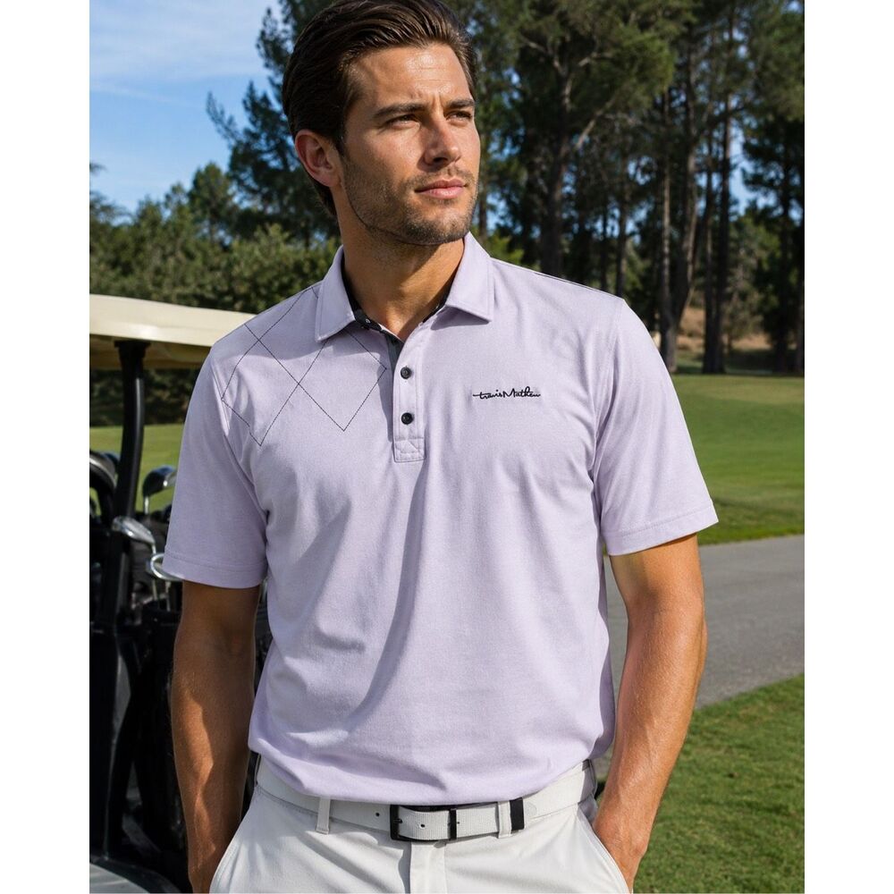 Travis Mathew Lavender Argyle Pattern Golf Polo Shirt Men’s Medium